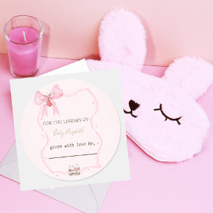 Strawberry,Goose,Bow Frame Polka Dots Baby Shower Classic Round Sticker