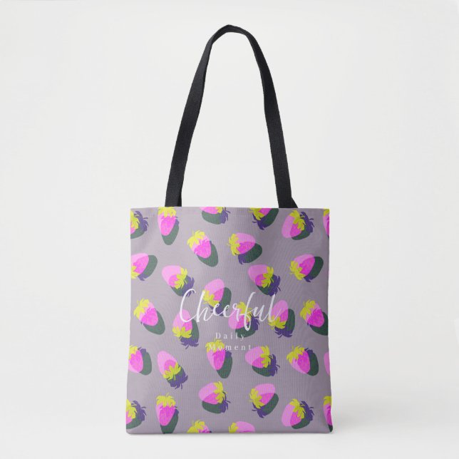 Strawberry Grey Tote Bag (Front)