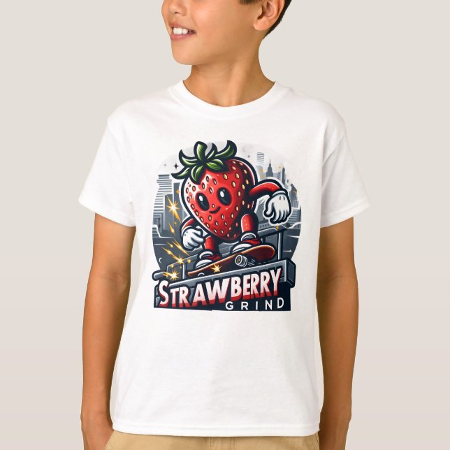 Strawberry Grind – Skater Berry  T-Shirt (Front)