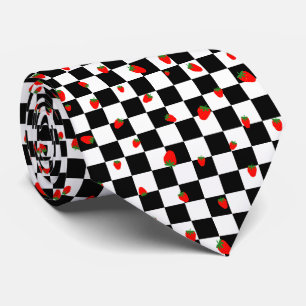 Strawberry Groovy Retro Chequerboard, Y2K 90s Tie