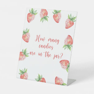 Strawberry - guess how many candies Poster Pedestal Sign