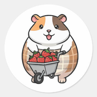 Strawberry Guinea Pig Classic Round Sticker