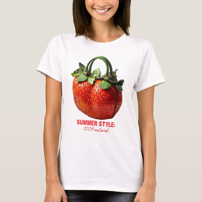 Strawberry Handbag Design – Hyper-Realistic Summer T-Shirt (Front)