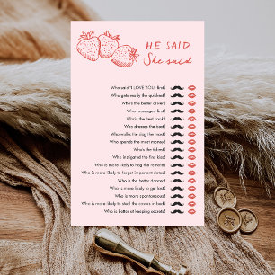 Strawberry He Said She Said Bridal Shower Game