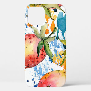 Strawberry healthy food. Watercolor background ill iPhone 12 Case