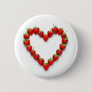 Strawberry Heart 6 Cm Round Badge