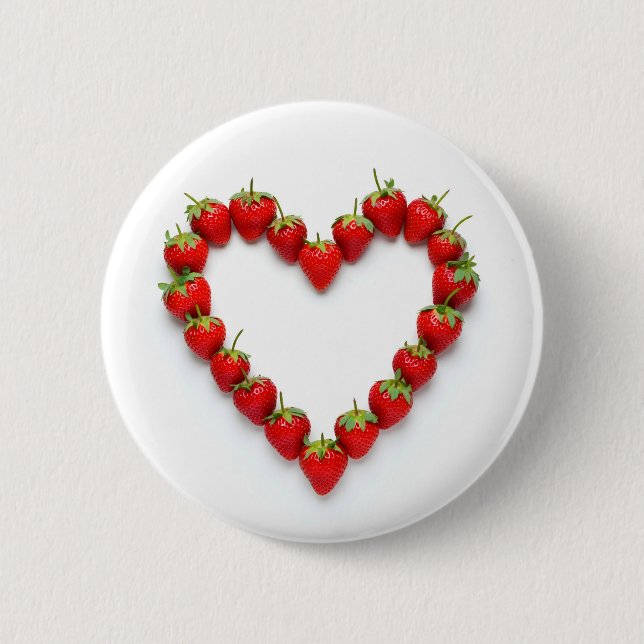 Strawberry Heart 6 Cm Round Badge (Front)