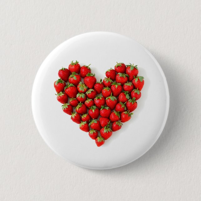 Strawberry Heart 6 Cm Round Badge (Front)
