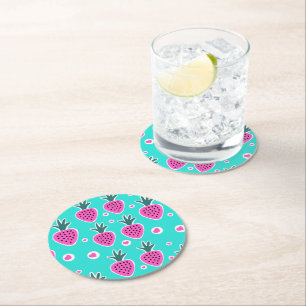 Strawberry Hearts Paper Coaster