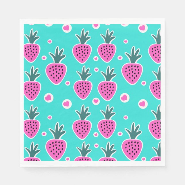 Strawberry Hearts Paper Napkin (Front)