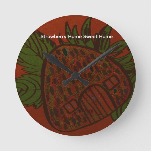 Strawberry Home Sweet Home Round Clock (Front)