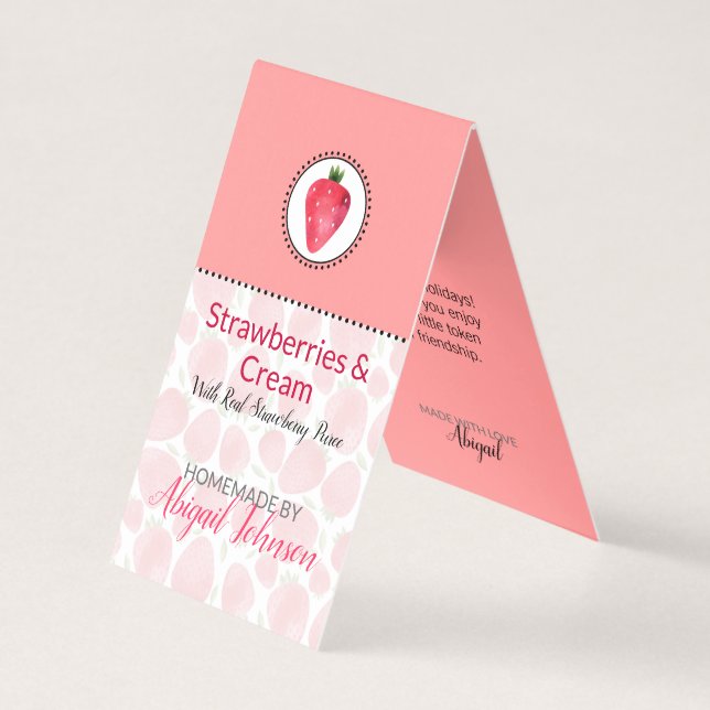 Strawberry Homemade Bath & Body Label | Tag (Front)