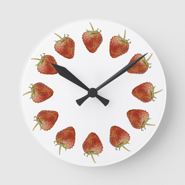 Strawberry Hours 12 Strawberries Circle Wall Clock (Front)