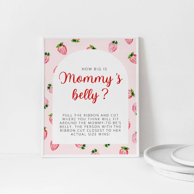 Strawberry How Big Is Mummy's Belly Baby Shower Poster (Creator Uploaded)