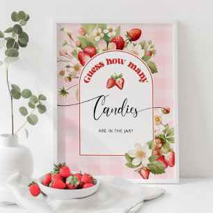Strawberry How many candies baby shower game Poster