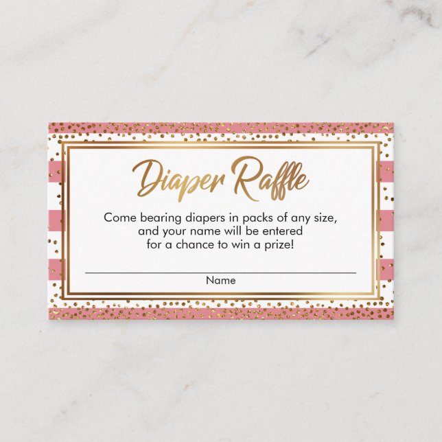 Strawberry Ice Confetti Diaper Raffle Card (Front)