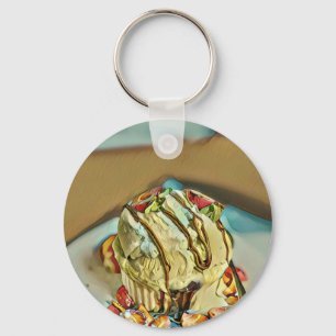 Strawberry ice cream cake key ring