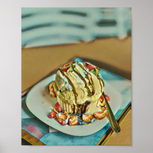 Strawberry ice cream cake poster