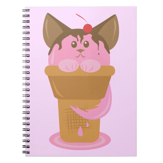Strawberry Ice Cream Cat Notebook (Front)