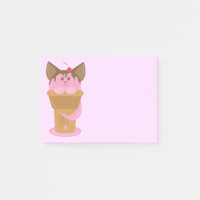 Strawberry Ice Cream Cat Post-it Notes (Front)