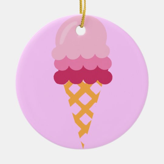 Strawberry ice cream ceramic ornament