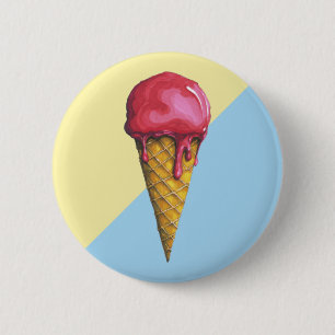 Strawberry Ice-cream cone 6 Cm Round Badge