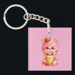 Strawberry Ice Cream Cone Kawaii Keyring<br><div class="desc">Add a sprinkle of sweetness to your collection with this adorable kawaii strawberry ice cream cone keyring design! 

Featuring a smiling waffle cone topped with a swirly scoop of strawberry goodness,  this artwork is bursting with charm.</div>