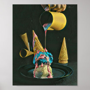 Strawberry ice cream cone poster