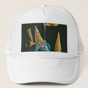Strawberry ice cream cone trucker hat