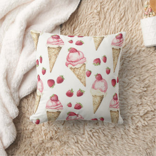 Strawberry Ice Cream Cones Cushion