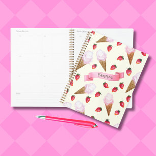 Strawberry Ice Cream Cute Personalised Hand-Drawn Planner