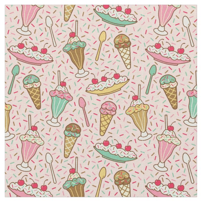 Strawberry Ice Cream Fabric (Close Up)