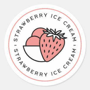 Strawberry ice cream flavor classic round sticker
