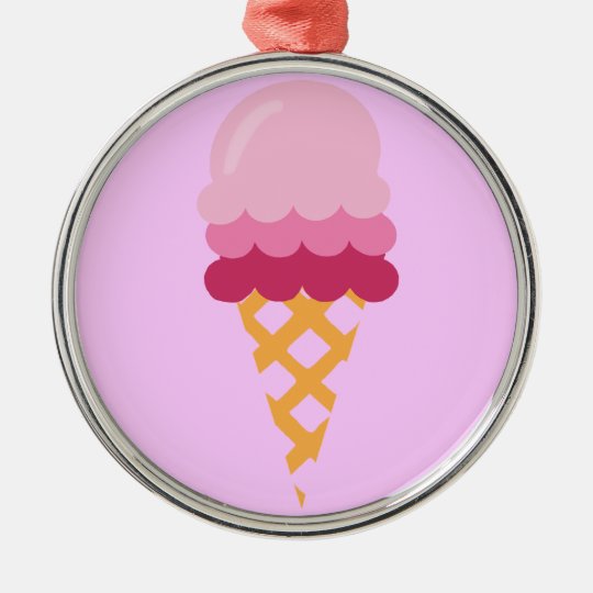 Strawberry ice cream metal ornament