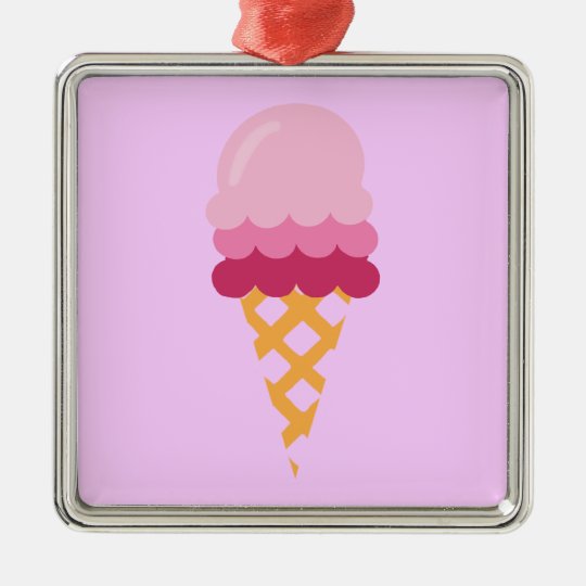 Strawberry ice cream metal ornament