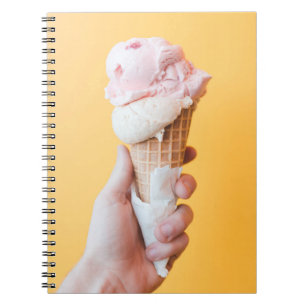 Strawberry ice cream on cone notebook