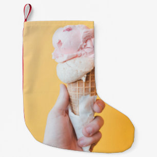 Strawberry ice cream on cone small christmas stocking