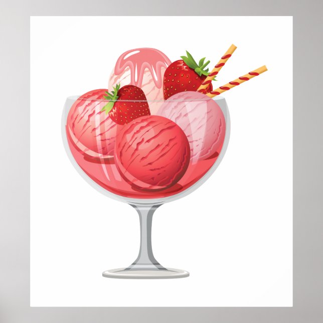 Strawberry Ice Cream Poster (Front)