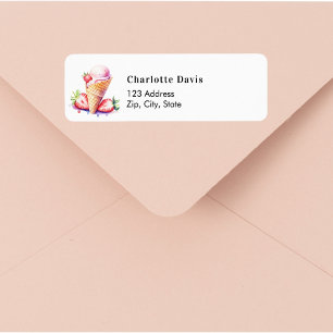 Strawberry ice cream return address  label
