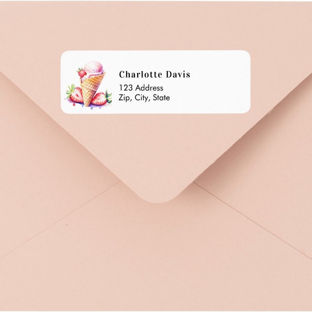 Strawberry ice cream return address  label (Creator Uploaded)