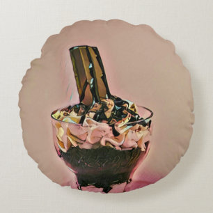 Strawberry ice cream round cushion