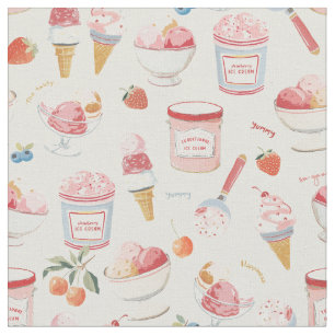 Strawberry Ice Cream scoop kids nursery  Fabric