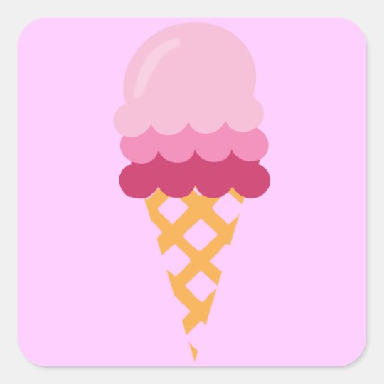 Strawberry ice cream square sticker