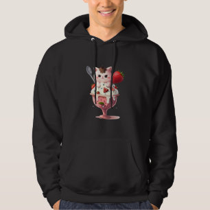 Strawberry Ice Cream Sundae Kitten Gelato Berry Ca Hoodie