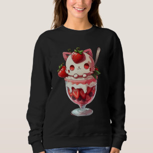 Strawberry Ice Cream Sundae Kitten Gelato Berry Ca Sweatshirt