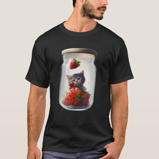 Strawberry Ice Cream Sundae Kitten Gelato Berry Ca T-Shirt (Front)