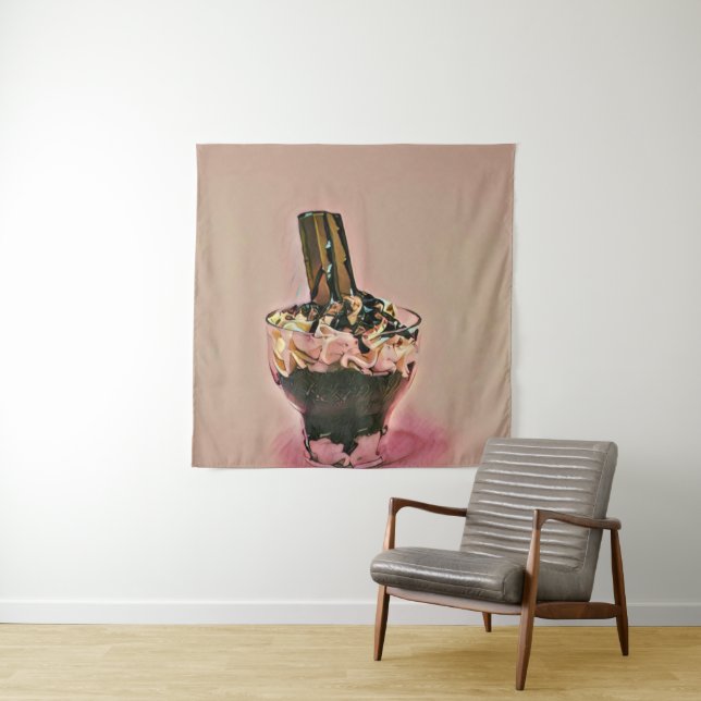 Strawberry ice cream tapestry (In Situ)