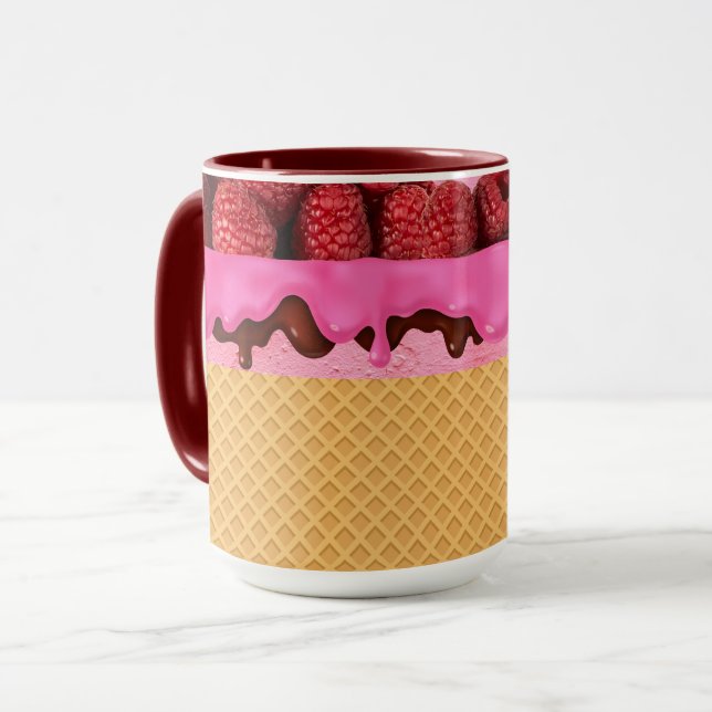 Strawberry Ice Cream with Waffle Cone Mug (Front Left)