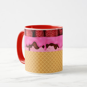 Strawberry Ice Cream with Waffle Cone Mug