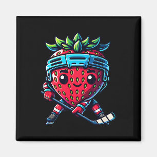 Strawberry Ice Hockey Cute Berry Sport Play Magnet